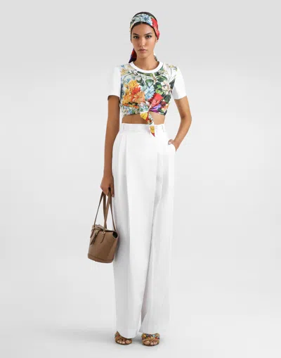 Dolce & Gabbana Cropped Printed T-shirt In Multi