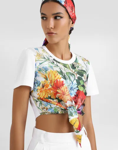 Dolce & Gabbana Cropped Printed T-shirt In Multi