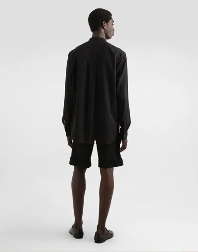 Dolce & Gabbana Cotton Canvas Mandarin Shirt In Black