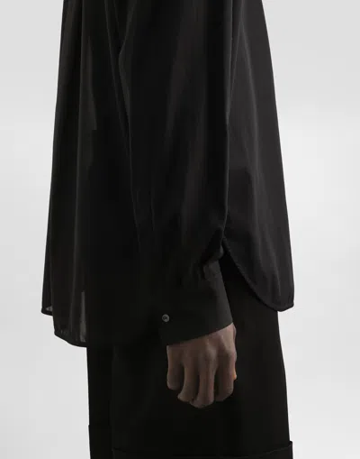 Dolce & Gabbana Cotton Canvas Mandarin Shirt In Black