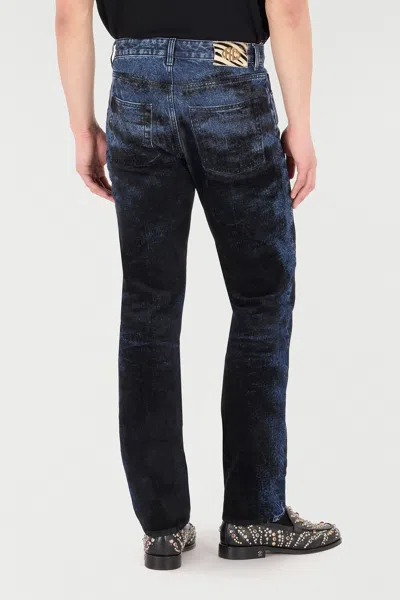 Roberto Cavalli Jeans With Contrasting Discoloration Detailing In Blue
