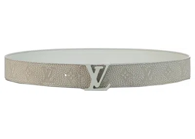 Pre-owned Louis Vuitton Men's  Lv Shape Mng Climbing 40mm Reversible Belt In White