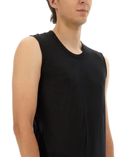 Rick Owens Round Neck Sleeveless Top In Light Fabric In Black