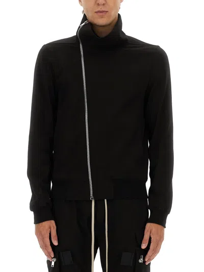 Rick Owens Bauhaus Organic Cotton Zip-up Sweatshirt In Black