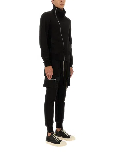 Rick Owens Bauhaus Organic Cotton Zip-up Sweatshirt In Black
