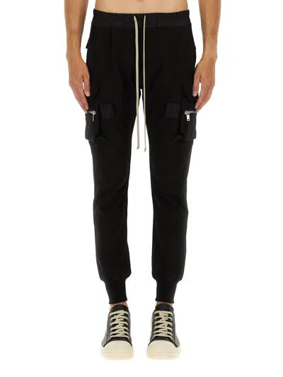 Rick Owens Mastodon Cargo Pockets Elastic Waistband Trousers In Black