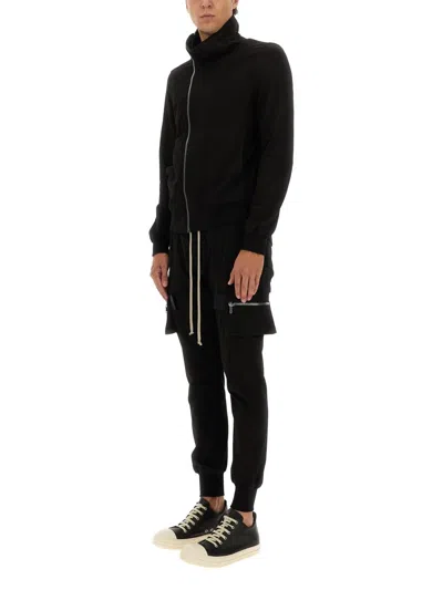 Rick Owens Mastodon Cargo Pockets Elastic Waistband Trousers In Black