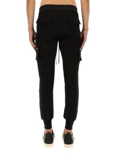 Rick Owens Mastodon Cargo Pockets Elastic Waistband Trousers In Black