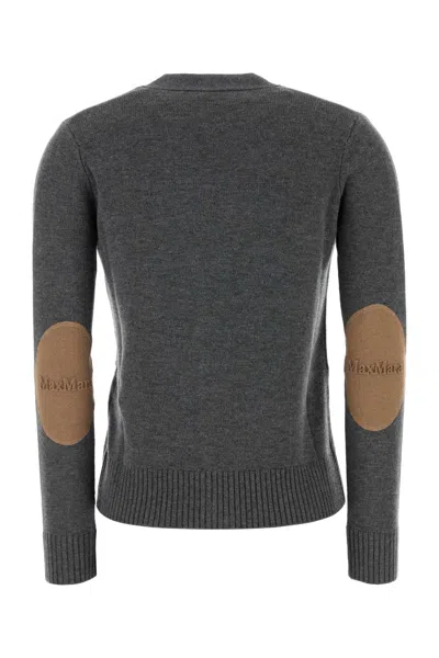 's Max Mara Apollo Wool Cardigan With Elbow Patches In Gray