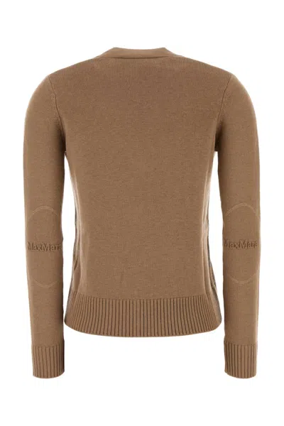 's Max Mara Wool Cardigan With Ribbed Cuffs And Hem In Brown