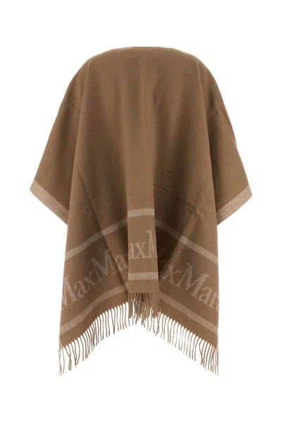 Max Mara Studio Biscuit Wool Hildestd Cape In Brown
