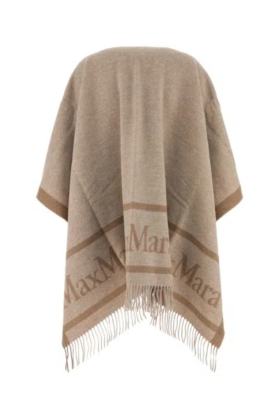 Max Mara Studio Cappuccino Wool Hildestd Cape In Brown