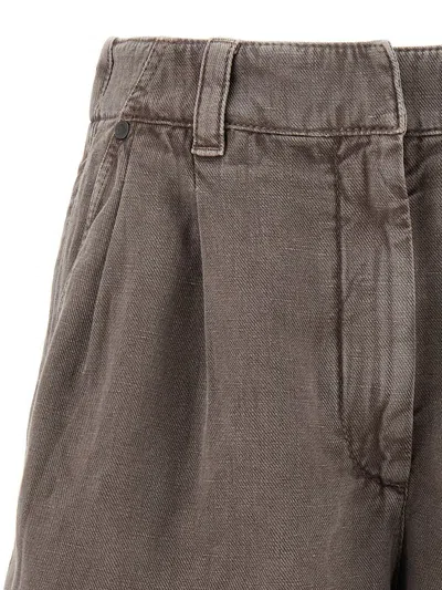 Brunello Cucinelli Linen Cotton Shorts Bermuda And Short Brown In Brown