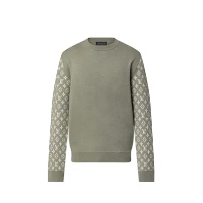 Pre-owned Louis Vuitton Men's  Longsleeved Cashmere Mix Signature Crewneck Sweatshirt In Grey In Gray