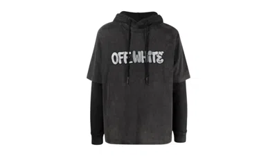 Pre-owned Off-white Men's Offwhite Gm Vintage Double Sleeve Hoodie In Black