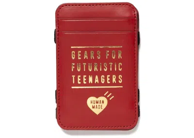 Pre-owned Human Made Leather Magic Band Card Case In Red