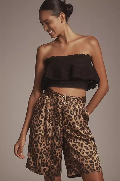 Bishop + Young Silky Belted Bermuda Shorts In Brown