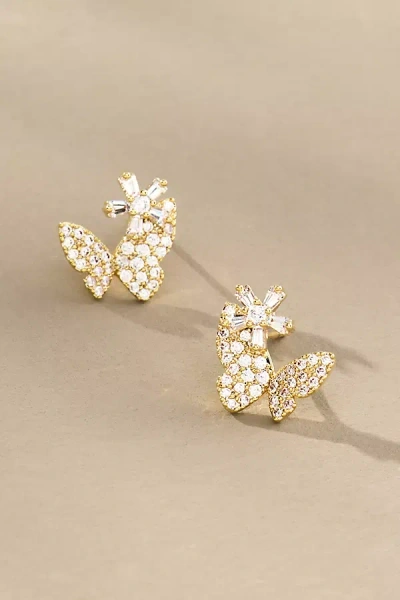 By Anthropologie Pavé Butterfly Post Earrings