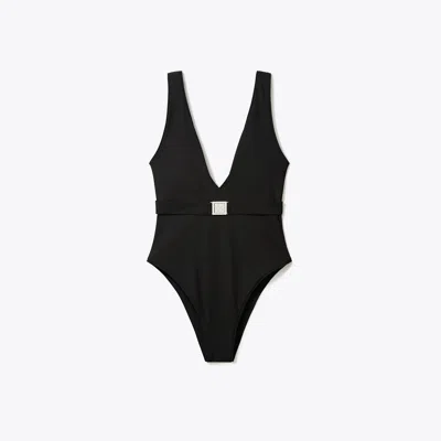 Tory Burch Belted Logo Swimsuit