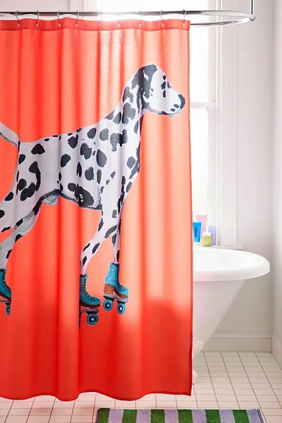 Deny Designs Coco De Paris For Deny Dalmatian Rollerskater Shower Curtain In Orange At Urban Outfitters