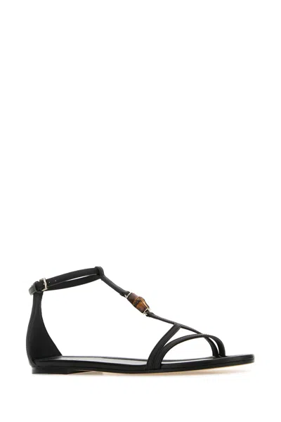 Gucci Bamboo Leather Sandals In Black