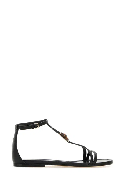 Gucci Bamboo Leather Sandals In Black