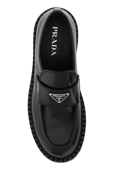 Prada Mocassini In Pelle Nera  Uomo