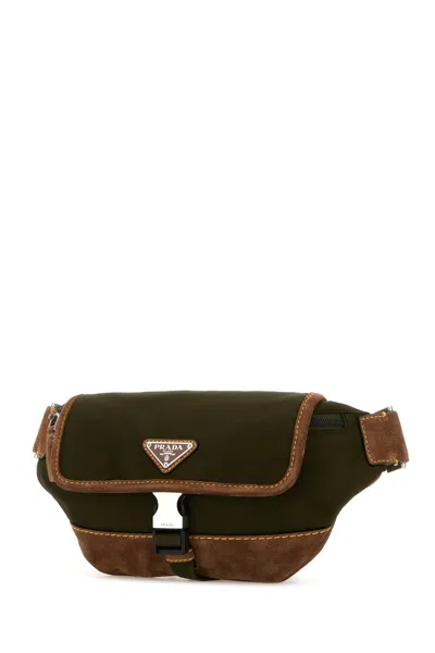 Prada Marsupio Bicolor In Re-nylon E Pelle Scamosciata  Uomo