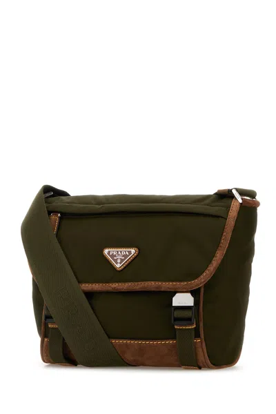 Prada Borsa A Tracolla In Re-nylon Verde Oliva  Uomo
