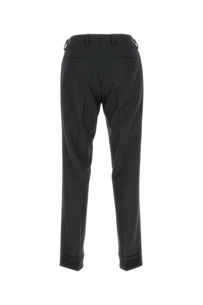 Prada Pantalone In Lana Grafite  Uomo