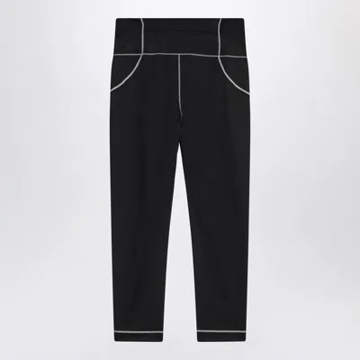 Moncler Leggings With Logo Patch And Contrast Stitching In Black