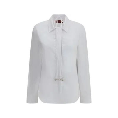 Gucci Women Cotton Popeline Shirt With Iconic Metal Horsebit