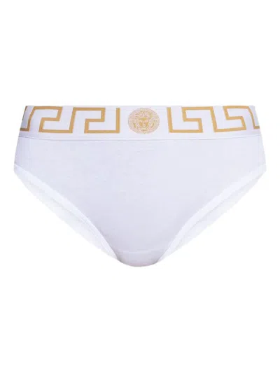 Versace Bra With Elastic Band Featuring The Greca Motif In White
