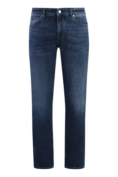 Hugo Boss Slim-fit Jeans In Blue Mechanical-stretch Denim In Blue