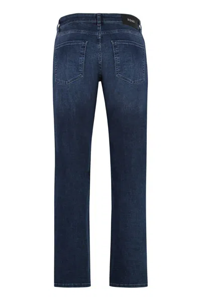 Hugo Boss Slim-fit Jeans In Blue Mechanical-stretch Denim In Blue