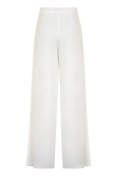 Max Mara Studio Garibo Linen Trousers In White