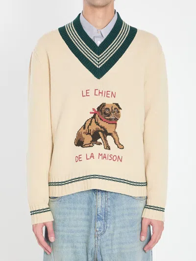Valentino Le Chien De La Maison Wool Sweater In Neutral