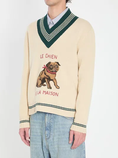 Valentino Le Chien De La Maison Wool Sweater In Neutral