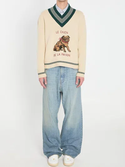Valentino Le Chien De La Maison Wool Sweater In Neutral