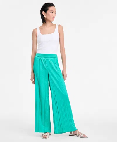 Inc International Concepts Women's Crinkle-satin Pull-on Wide-leg Pants, Exclusively At Macy's