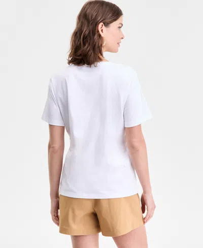 Inc International Concepts Women's Palm Cotton Graphic T-shirt, Exclusively At Macy's In White