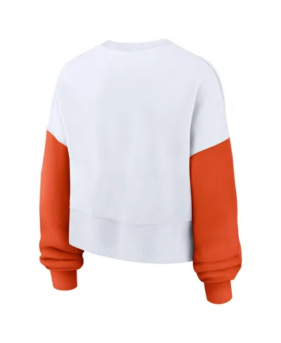 Nike Women's White Clemson Tigers Oversized Color-block Pullover Sweatshirt