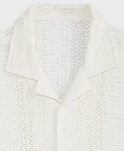 Mode Of One Men's Relaxed-fit Textured Crochet Button-down Camp Shirt, Exclusively At Macy's