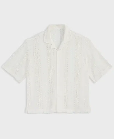 Mode Of One Men's Relaxed-fit Textured Crochet Button-down Camp Shirt, Exclusively At Macy's