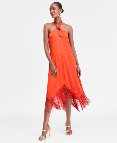 Inc International Concepts Women's Fringe Halter Dress, Exclusively At Macy's