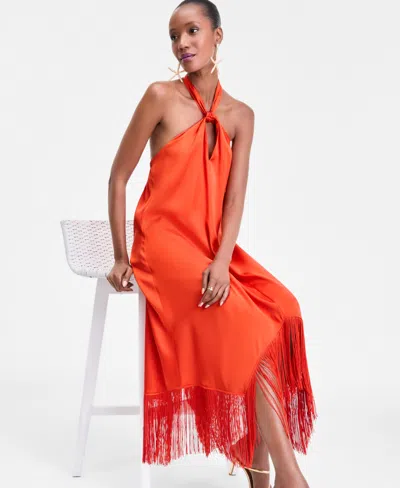 Inc International Concepts Women's Fringe Halter Dress, Exclusively At Macy's