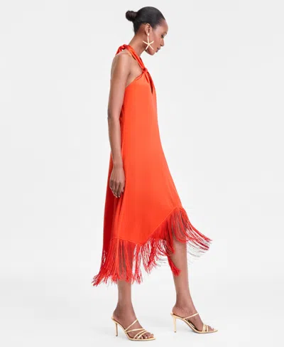 Inc International Concepts Women's Fringe Halter Dress, Exclusively At Macy's