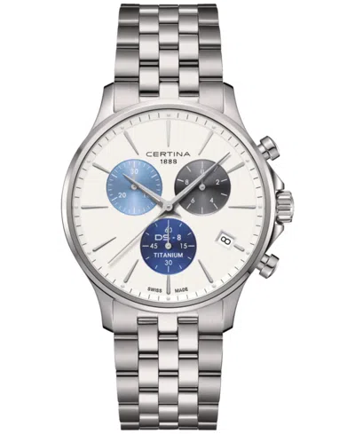 Certina Men's Swiss Chronograph Ds-8 Silver-tone Titanium Bracelet Watch 41mm