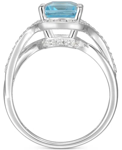 Macy's Blue Topaz (2-5/8 Ct. T.w.) & Diamond (1/4 Ct. T.w.) Halo Twist Ring In 14k White Gold