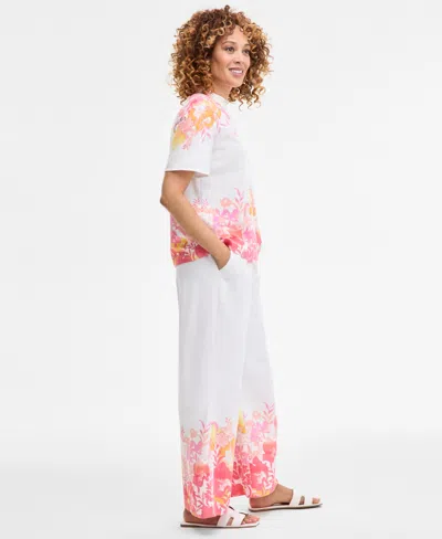 Jm Collection Women's Printed Linen-blend Pants, Exclusively At Macy's In Multi